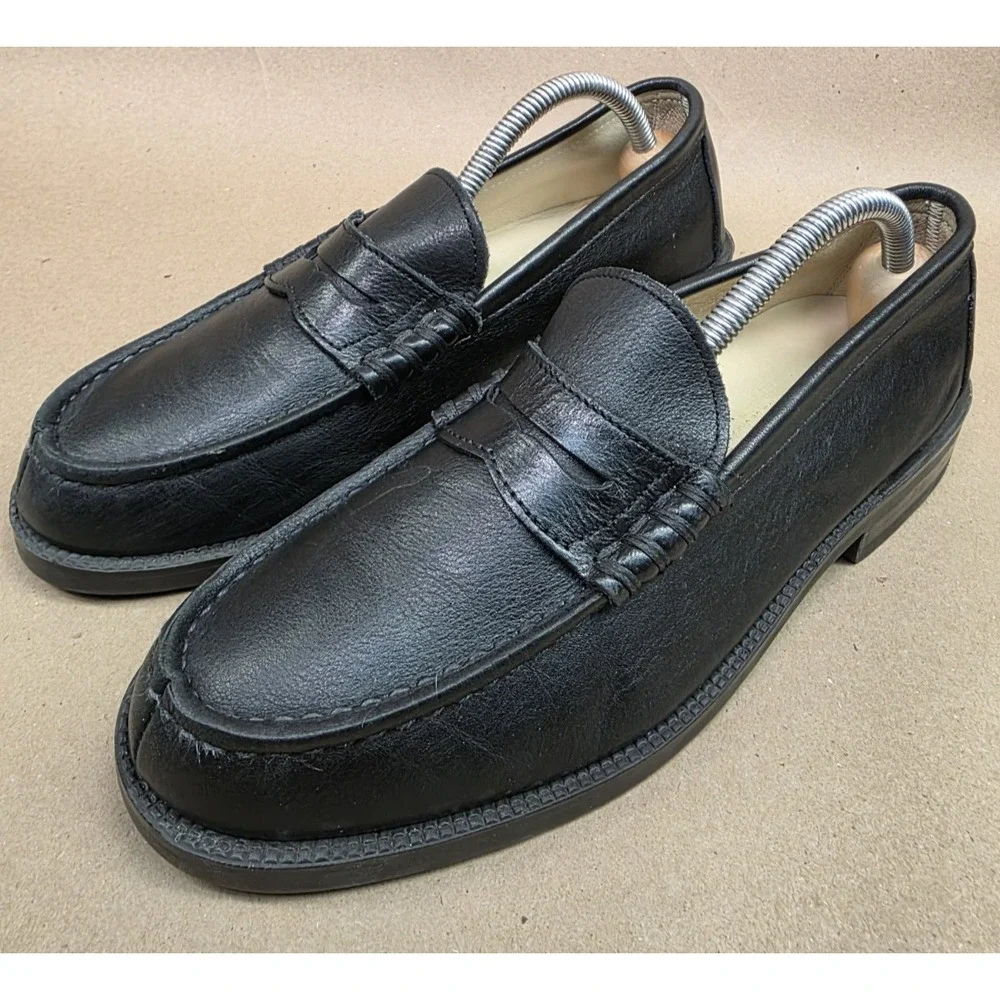 HARUTA (Sz 24.5 EEE) US 6.5 Black Leather Penny Loafer Men's Dress Shoes Slip On